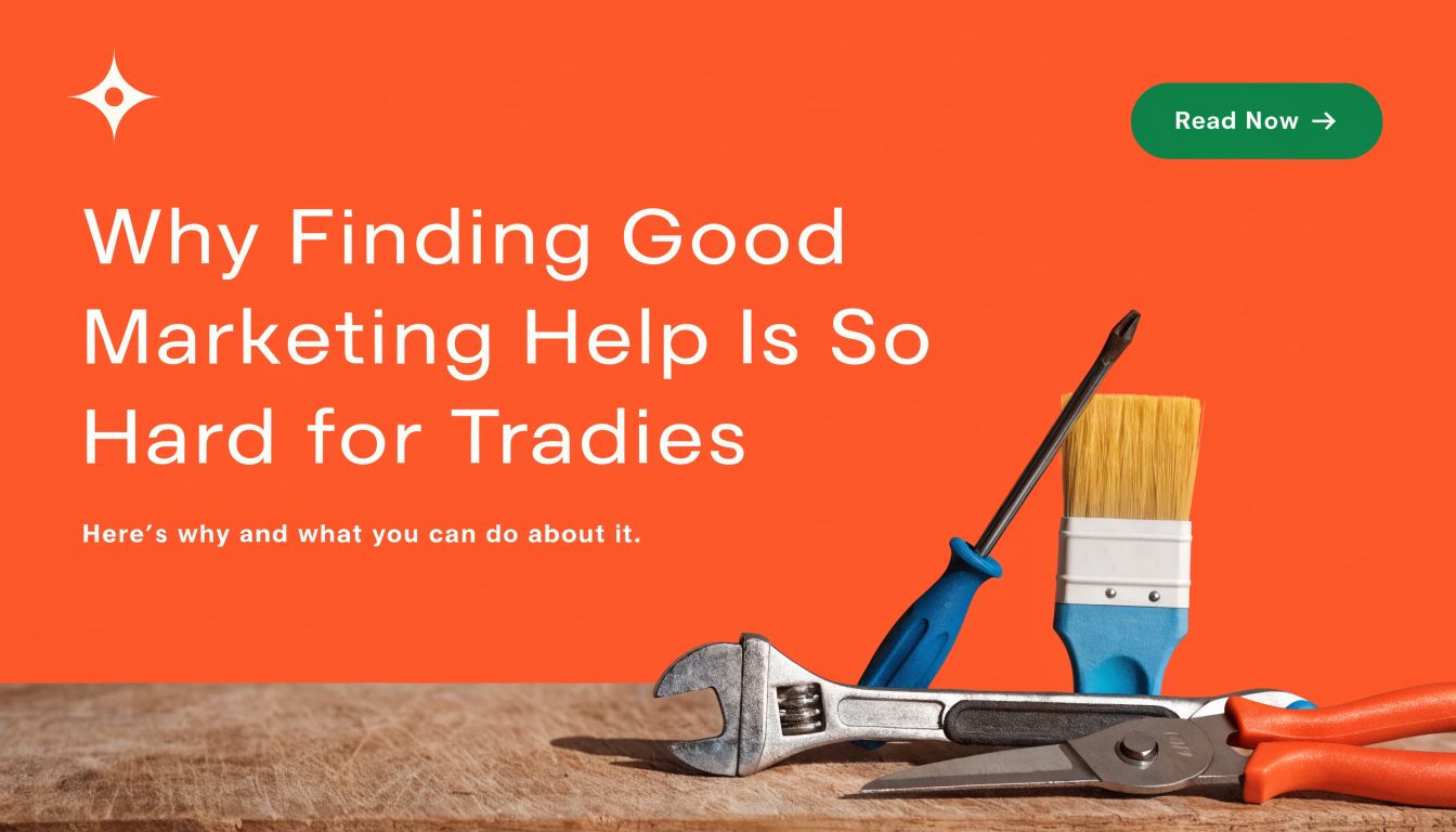 A screwdriver, paint brush, wrench, and pliers resting on a wooden surface with an orange background.