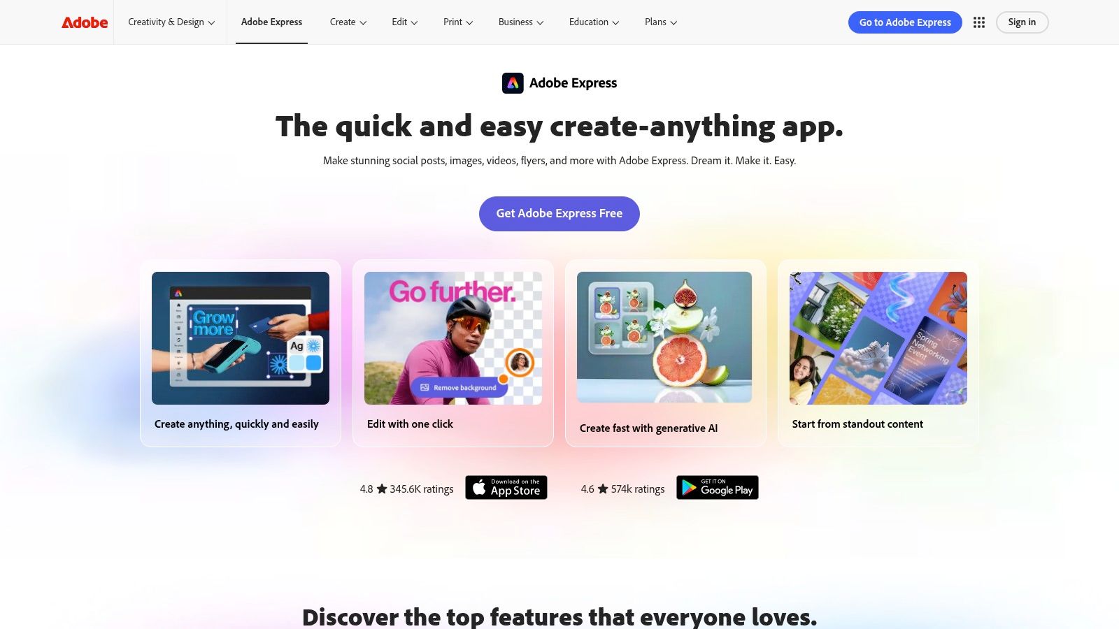 Adobe Express (Free plan with Firefly-powered AI)