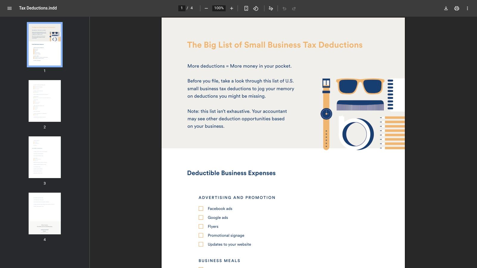 Bench Accounting – The Big List of Small Business Tax Deductions (PDF)